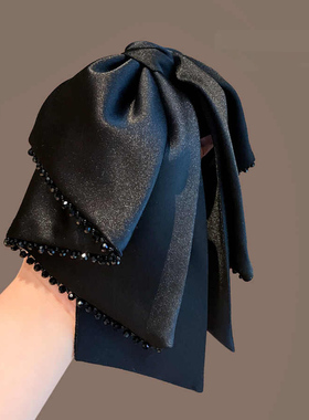 卡雪黑色蝴蝶结马尾夹头饰饰品气质时尚鲨鱼夹百搭法式抓夹发抓女