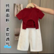 套装 白色裤 2025新款 上衣薄款 子两件套 女孩子休闲时髦短袖 女童夏季