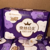 全棉时代奈丝公主夜用超薄290mm6片装 卫生巾亲肤平纹全棉正品 学生
