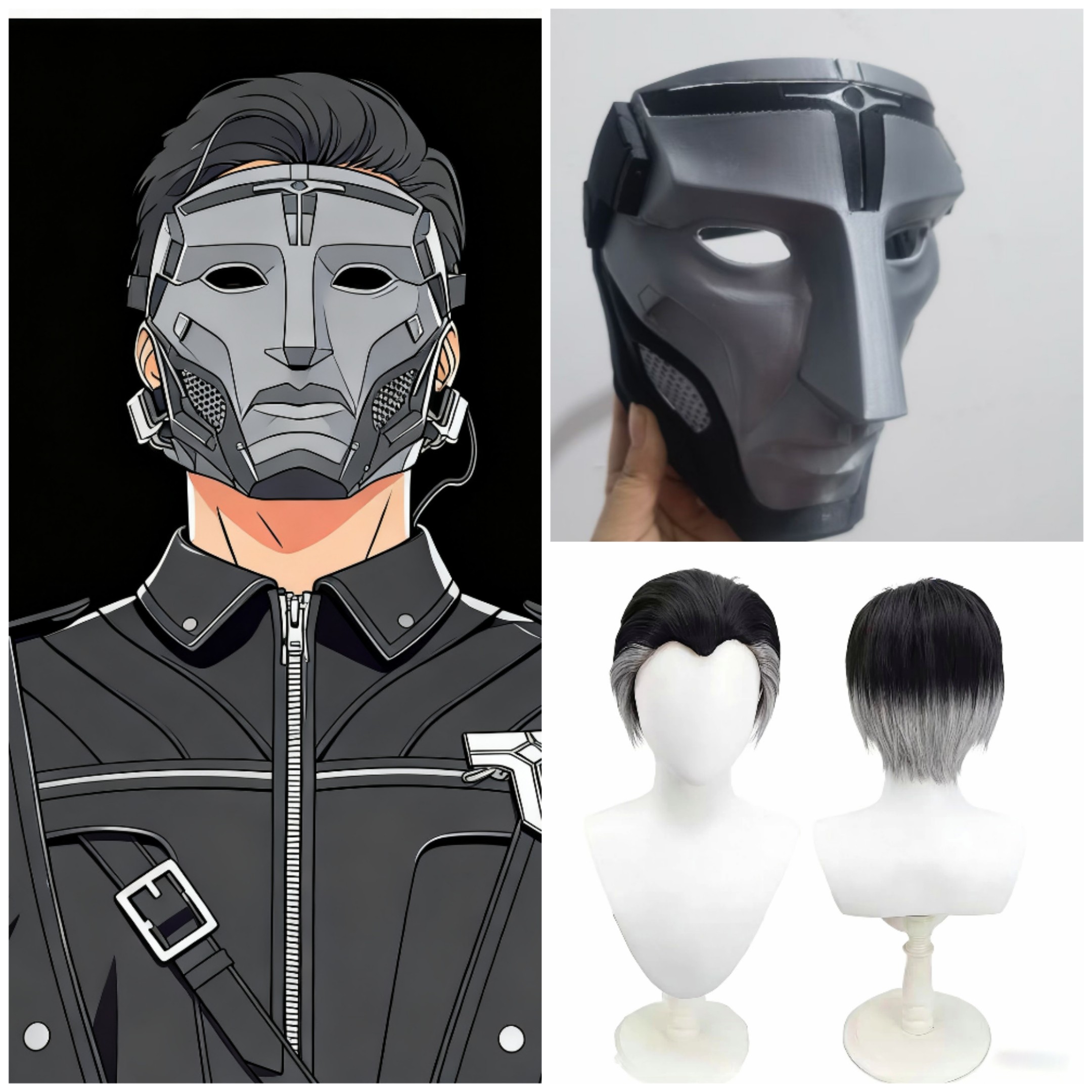 三角洲行动典狱长格赫罗斯cos假发面具动漫cosplay黑色假毛万圣节