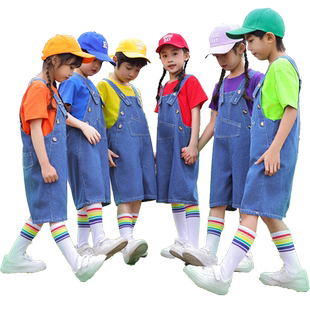 六一儿童幼儿园毕业照小学生啦啦队表演出服装糖果色T恤班运动会