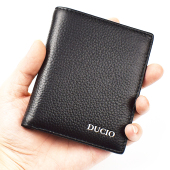 男式 头层牛皮钱包男士 真皮多卡位大容量超薄商务学生竖款 皮夹子潮