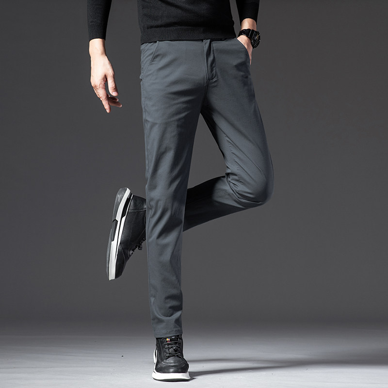 新款弹力棉休闲裤男士直筒秋冬商务西裤裤子男装百搭加厚长裤子