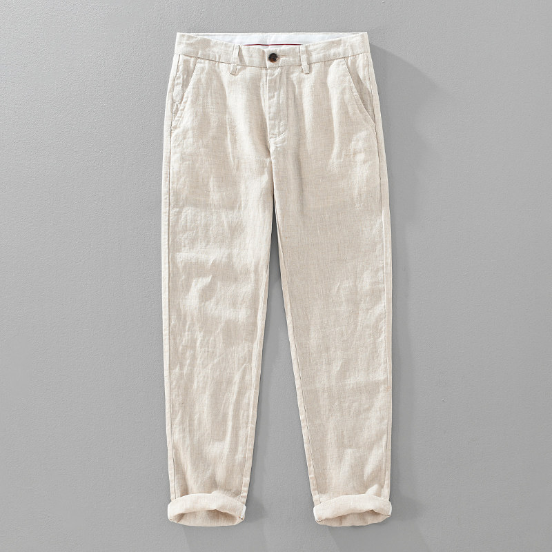 【100%纯亚麻】极简风亚麻休闲裤男直筒宽松垂感透气长裤休闲男裤
