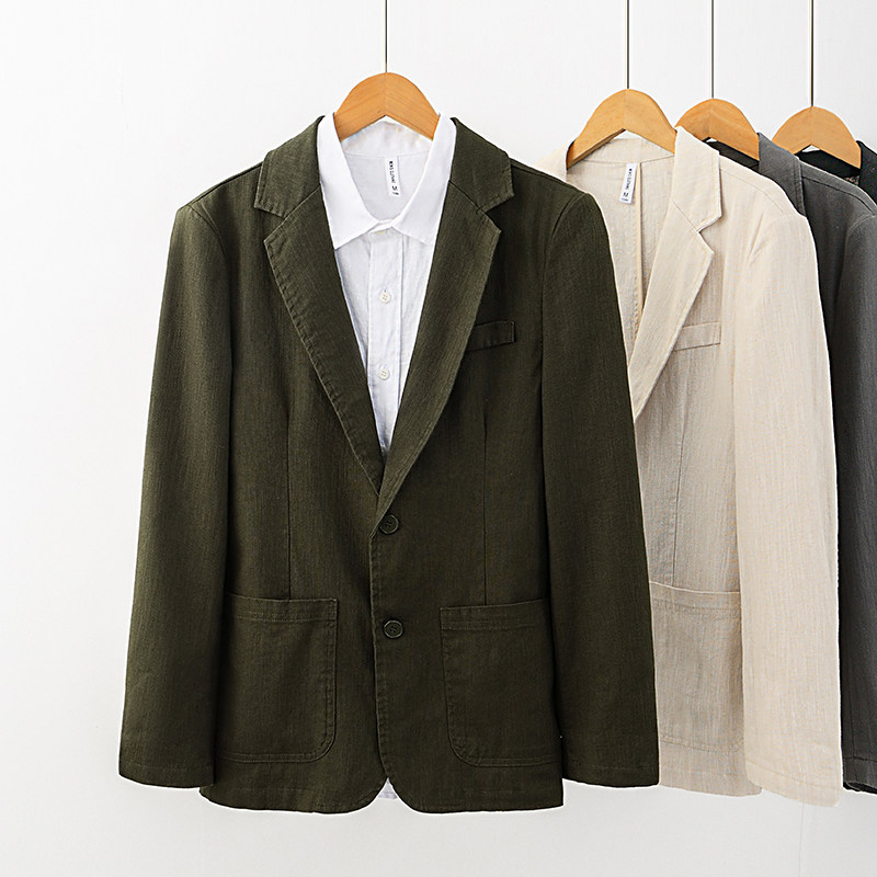 【棉麻西装】2025年新款男休闲棉麻西服单西外套商务宽松舒适西装