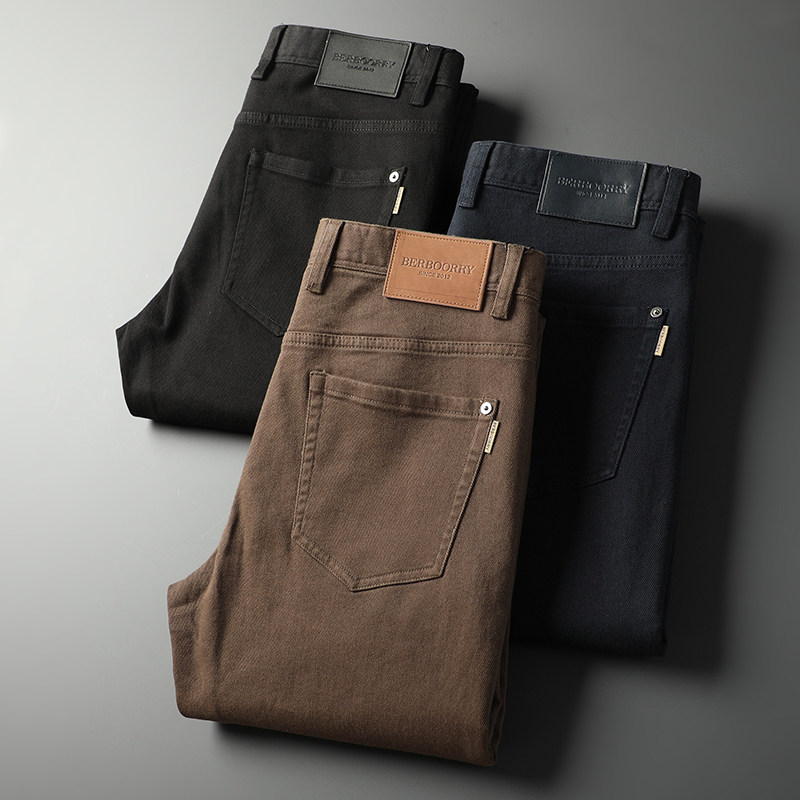 新款秋冬内里薄绒直筒休闲裤男士舒适抗皱商务百搭长裤