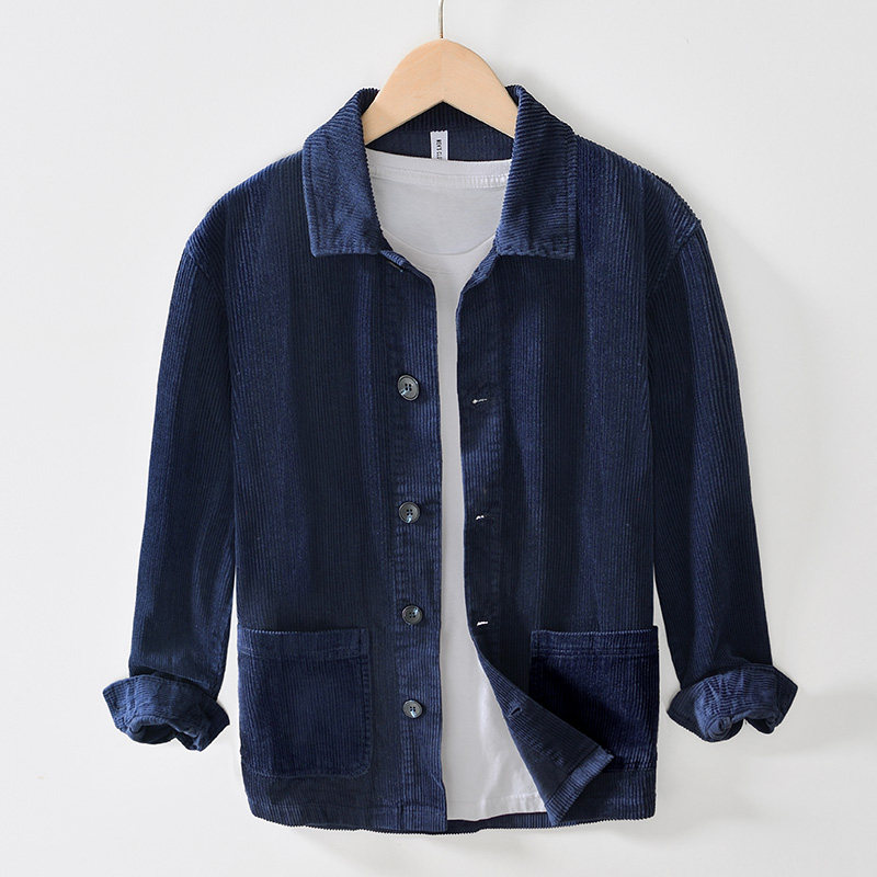 100%棉2025秋季新款男装灯芯绒外套宽松休闲男士夹克简约风上衣