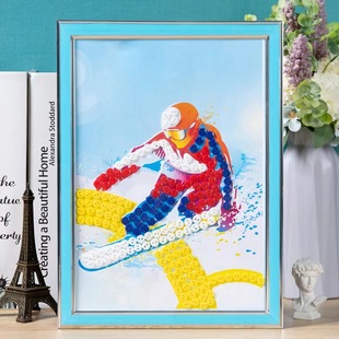 新疆包邮 冬季冰雪运动儿童手工diy材料包制作小学纽扣贴画扣子