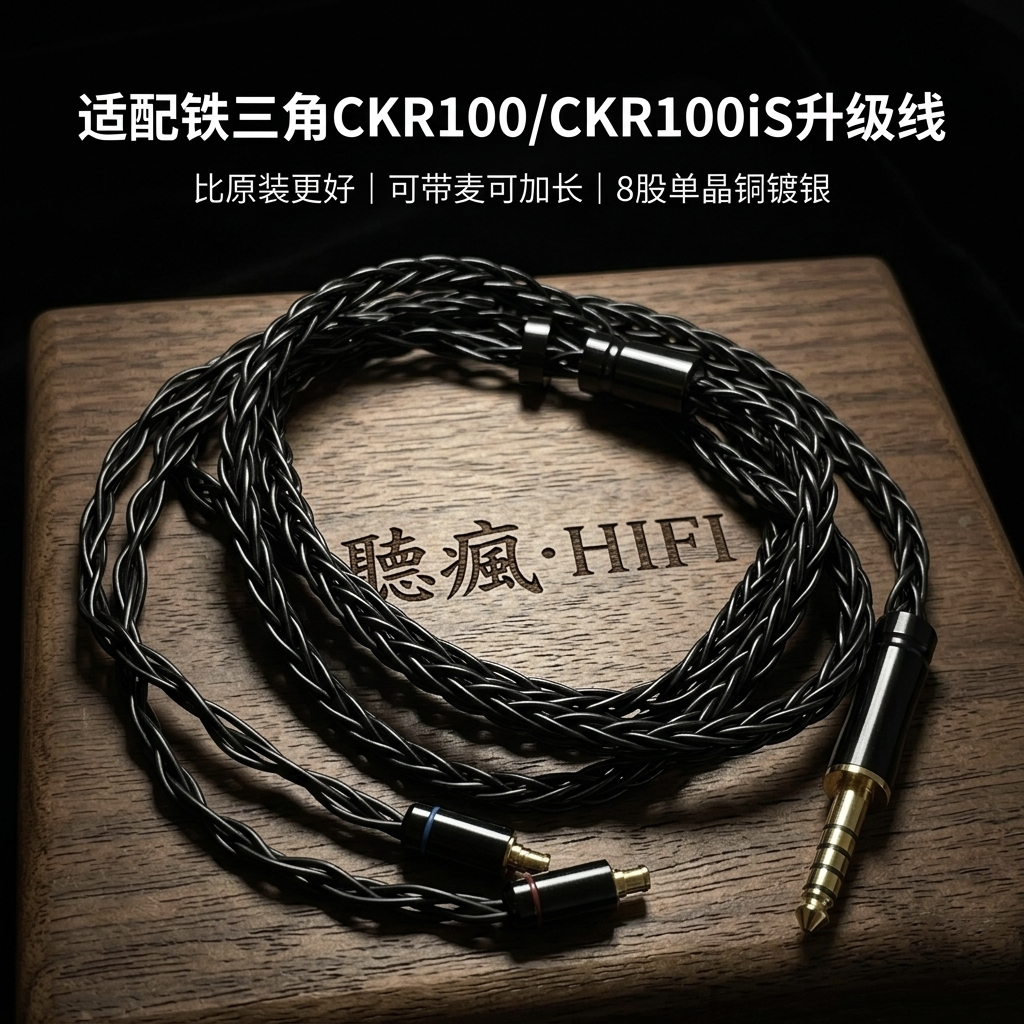 适配铁三角CKR100/CKR100iS耳机升级线带麦a2dc插针4.4八股TYPE C