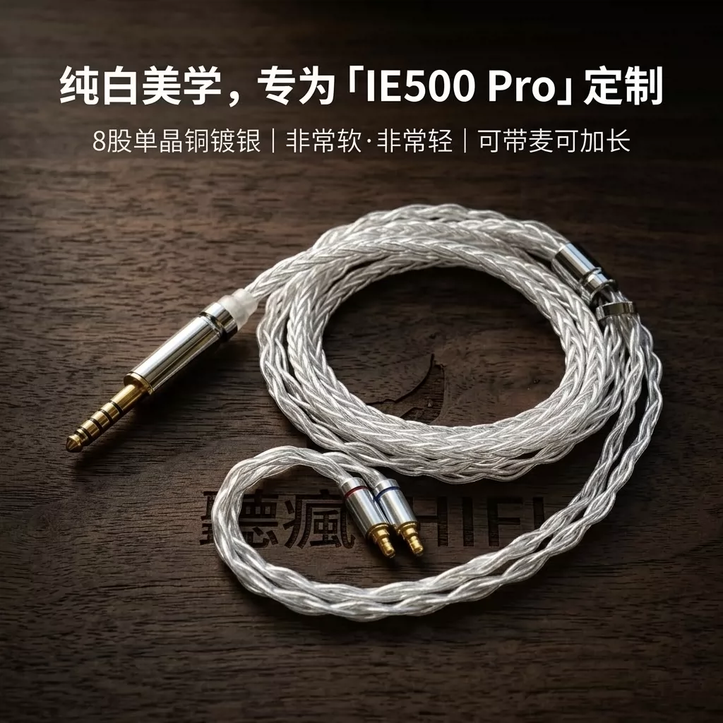 适配森海塞尔IE500PRO耳机升级线3.5带麦4.4平衡软可加长TYPEC8股