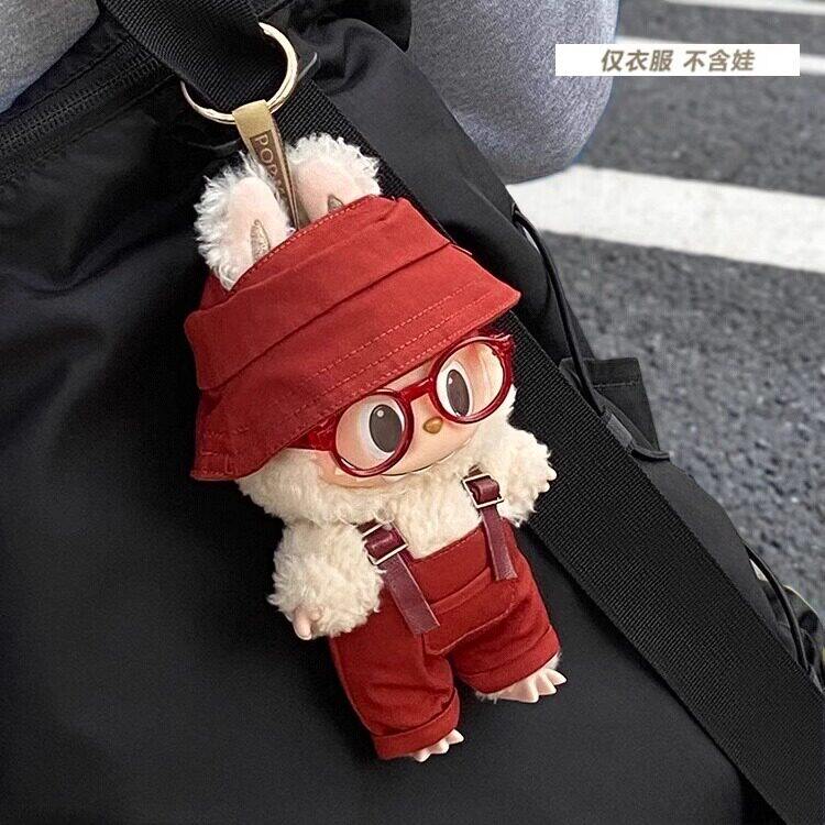 仅衣服适用一二三代labubu娃衣拉布布豆乳哆哆可乐背带裤17cm套装