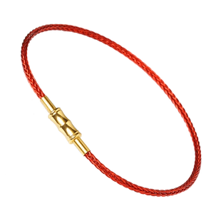 喜竹转运珠钢丝手绳女2毫米可穿珠黄金本命年红绳皮绳手链半成品