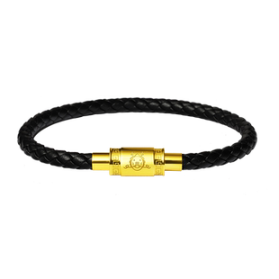 龙年男款十二生肖手绳本命年红绳粗款编织皮绳手链男穿黄金转运珠