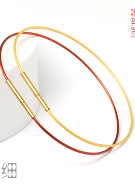 超细1毫米钢丝手绳女本命年编织红绳皮绳手链可穿小孔黄金转运珠