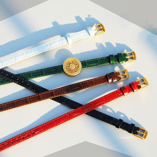 真皮皮带手链可穿八宝罗盘黄金珠表盘一条过手表带本命年手腕带