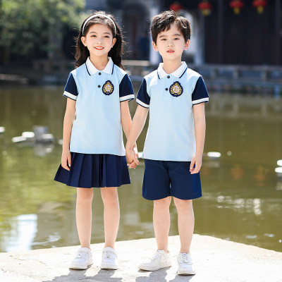 幼儿小学生夏季运动班服纯棉套装