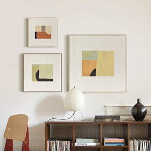 丘山生活 饰画色块原木风奶油风侘寂挂画餐厅 原创现代抽象艺术装