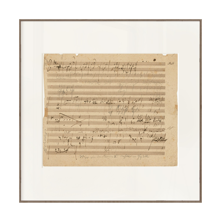 丘山生活 贝多芬签名手稿装饰画 音乐钢琴房挂画卡纸画