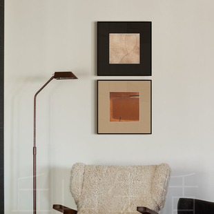 奶油中古风抽象简约艺术小众挂画黑色系侘寂风高级感民宿装饰画