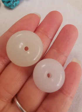 精品放巨漏白玉油润细腻乳白平安扣吊坠挂件