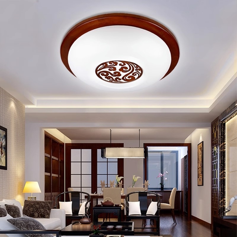 新中式吸顶灯led圆形实木仿古典亚克力阳台过道灯卧室小客厅灯具