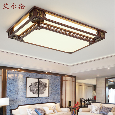新中式客厅吸顶灯全铜实木大厅灯