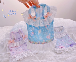 R春夏宠物猫茶杯狗泰迪约克夏小马纯棉针织蕾丝吊带背心连衣裙