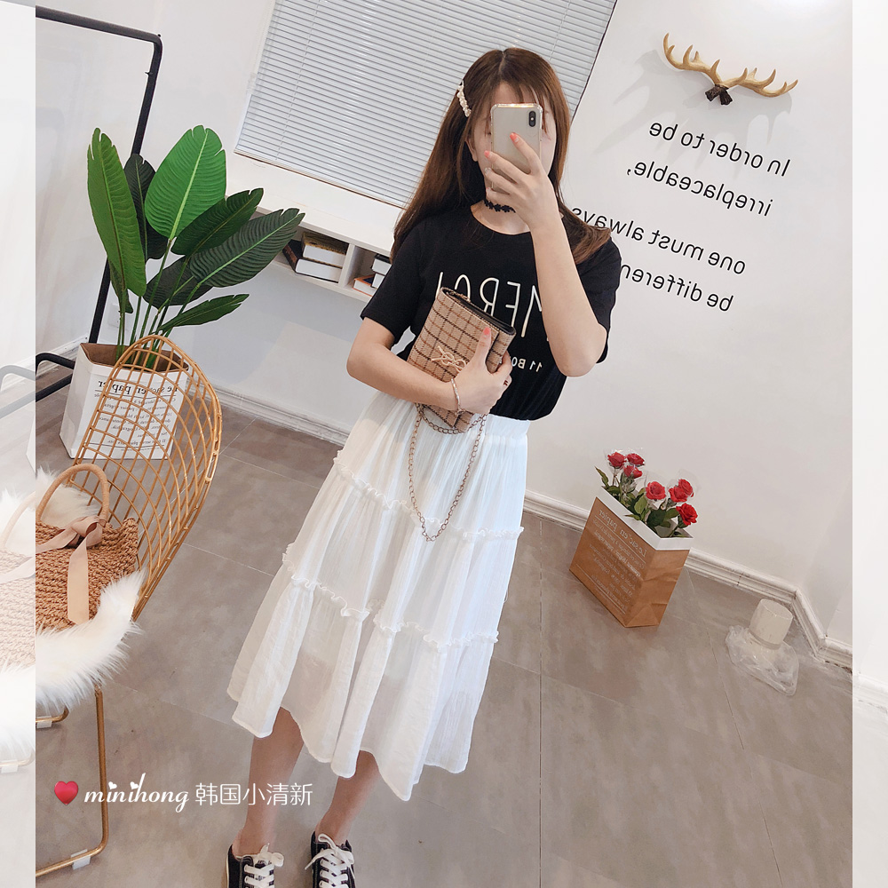 小个子休闲蛋糕裙半身春夏新款