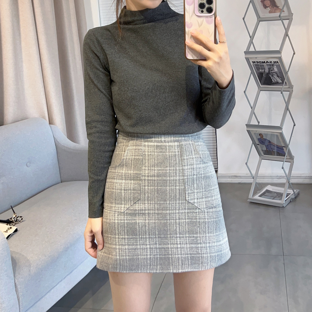 短裙A通勤毛呢小个子半身裙显瘦