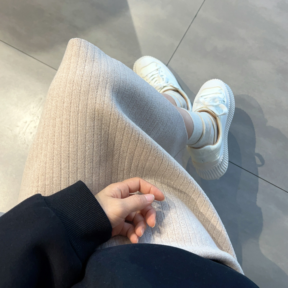 小个子中长裙A字休闲后开叉毛呢