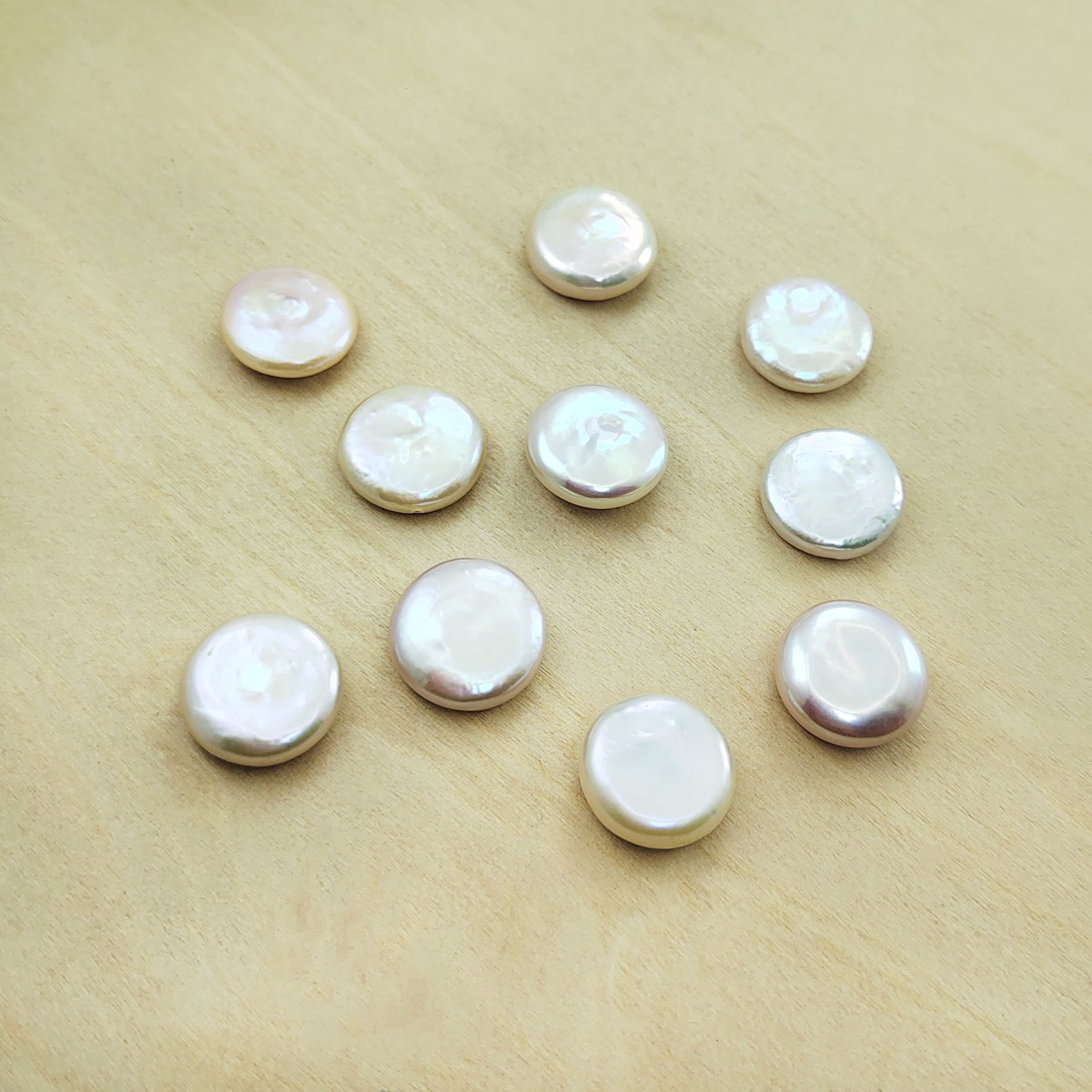 天然淡水珍珠DIY无孔裸散珠巴洛克纽扣形胸针材料11-14mm强光少瑕