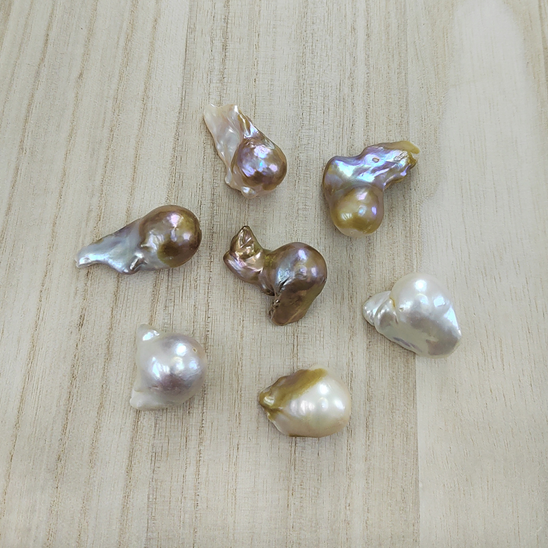 天然淡水珍珠DIY异形珠无孔胸针材料15-18mm强光大颗巴洛克批发
