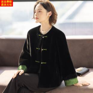 中式洋气时尚妈妈冬装外套2025新款中老年人妇女加厚水貂绒上衣服