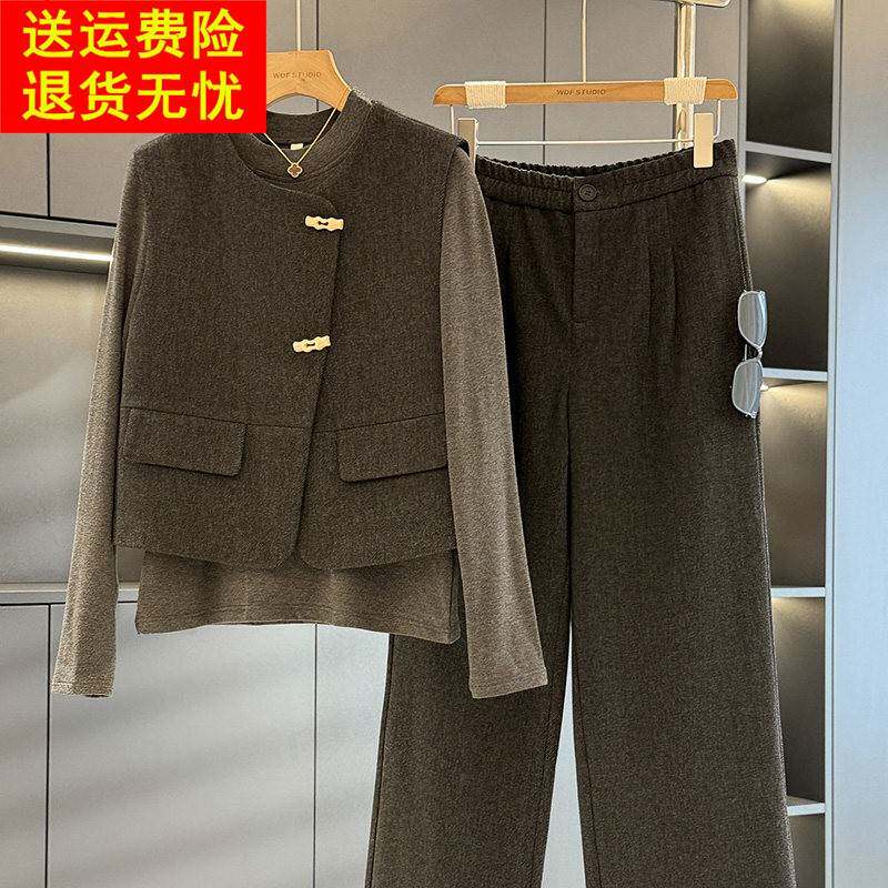 时尚气质妈妈装马甲三件套女2025春装新款减龄洋派休闲 中老年套