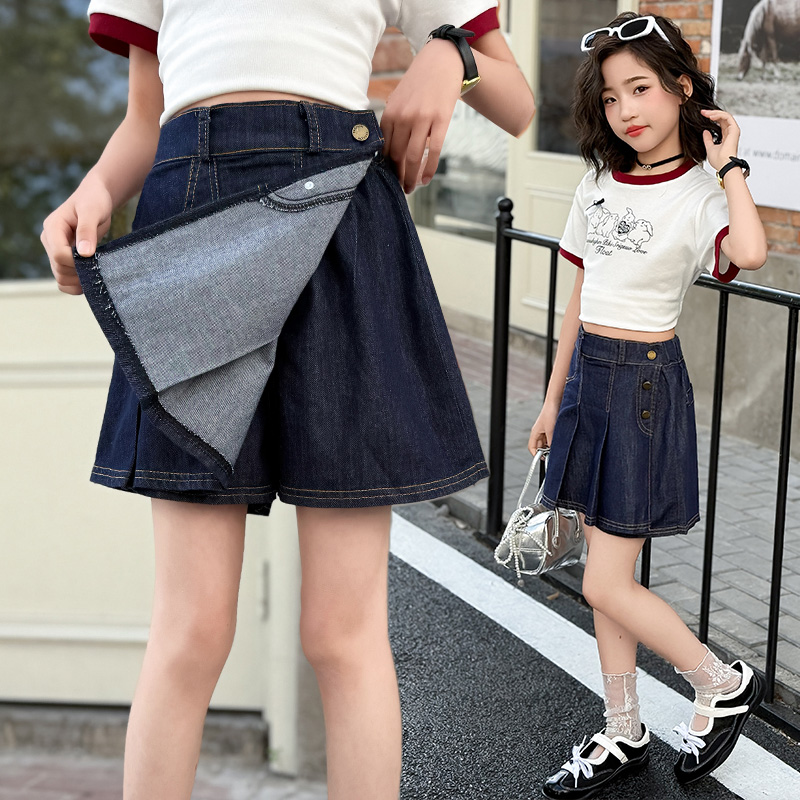 女童牛仔短裤夏季薄款2025新款洋气大童夏装裤裙女孩裙裤儿童裤子
