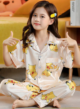 夏季女童冰丝空调服休闲套装