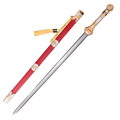 龙泉市泉字号宝剑豪华招财剑毛铁夹钢铜装手工精雕鎏金唐剑未开刃