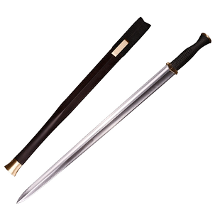 龙泉市泉字号宝剑手锻扁柄楚剑凹槽复原战国剑汉剑百炼花钢未开刃