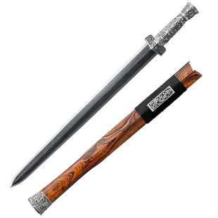 龙泉市泉字号古法纯银雕刻饕餮轩辕陨铁剑大师高定收藏宝剑未开刃