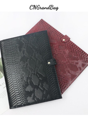 热销蛇纹A4商务文件夹便携时尚多功能资料夹办公合同夹可印子母