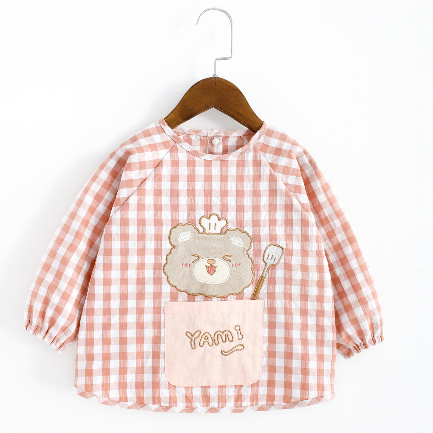 宝宝罩衣格子时尚外穿反穿衣女宝宝护衣男宝防水防脏吃饭衣幼儿园