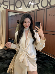 复古气质醋酸真丝长袖 JAC 法式 2025秋冬新款 连衣裙女 STUDIO