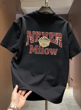 新款宽松潮流印花上衣休闲美式男
