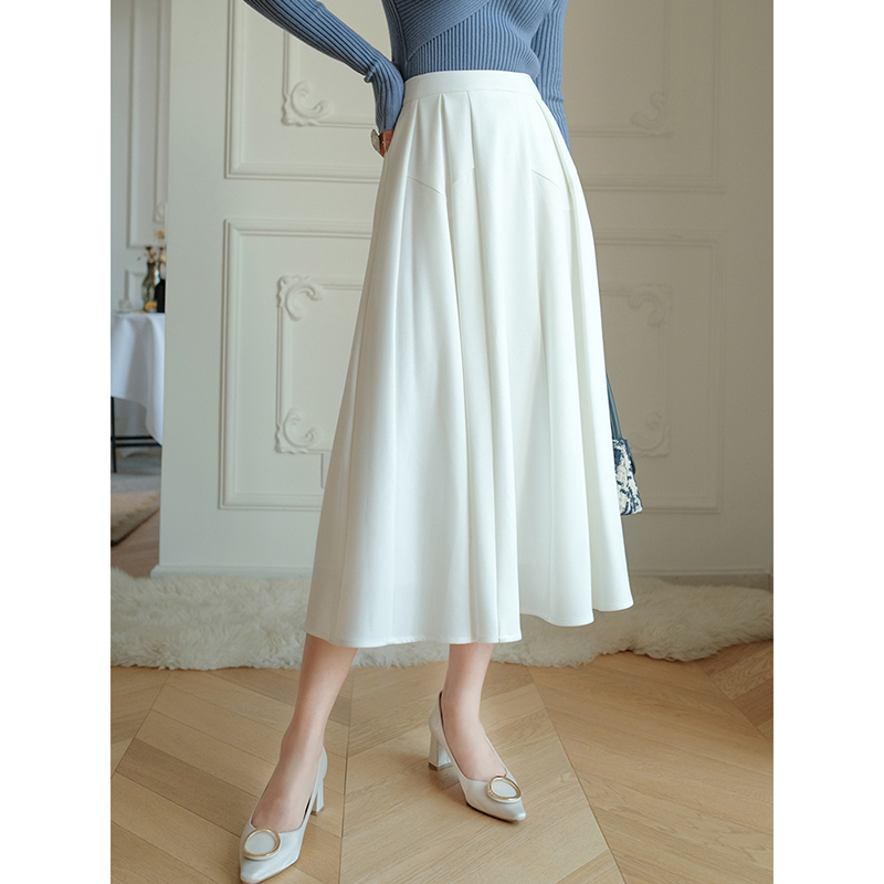 高腰百褶裙女白色2021春秋百搭