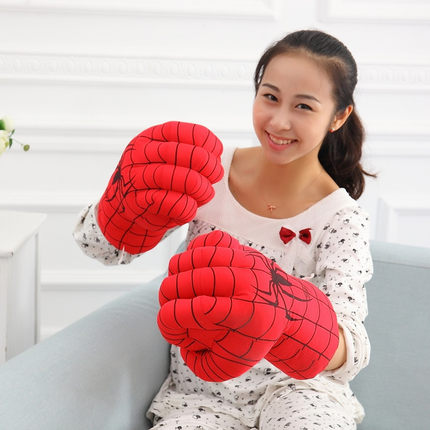 拳套抱枕绿巨人蜘蛛侠拳击手套毛绒玩具拳头公仔钢铁侠