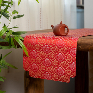 新中式双面防水织锦茶席禅意茶桌旗织金茶垫布艺轻奢茶台茶几垫布