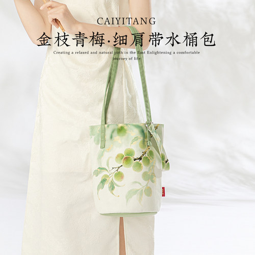 彩衣堂国风手拎单肩腋下斜挎通勤水桶包汉服学生新款夏秋文创礼物