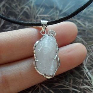 手工 曼谷 镀白金猫眼石古币貔貅好运吊坠2.9 925纯银 泰银