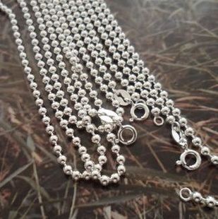 曼谷银 80cm 925纯银 圆珠佛珠好运项链55 2.5mm 精品长款 泰银