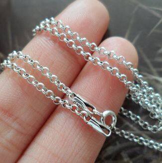 泰银纯925银手工银圆环元宝扣好运项链40-65cm 2mm